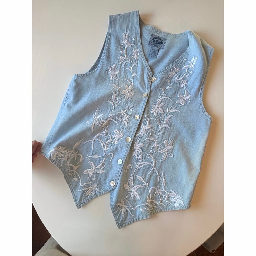 Gorgeous vintage two piece denim set skirt and vest - size M - Picture 2 of 7